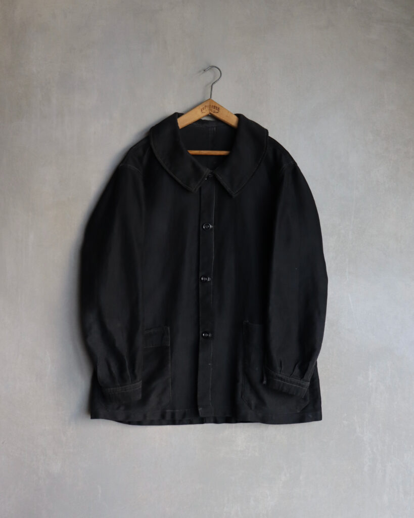 30-40s Black Lightweight Moleskin Work Jacket